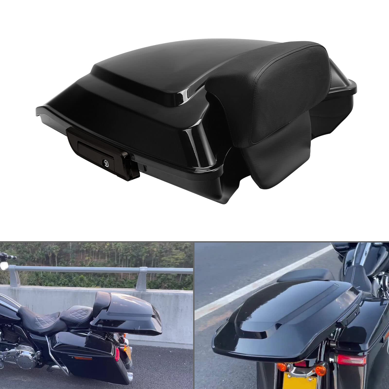 TCMT 5.5" Razor Motorcycle Trunk Box Backrest Pad Mounting Rack Fit For Harley 2014-2025 Touring Road King Street Road Electra Glide Pack