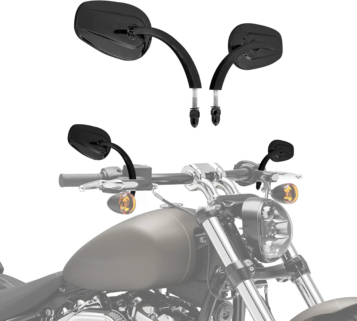 TCMT 8mm Large Rearview Side Mirrors Fit For Harley Dyna Switchback Street Bob Fat Bob Low Rider Wide Glide Softail Slim Fat Boy Sportster 1200 48 72 XG500 XG750 Touring Road King Road Street Glide
