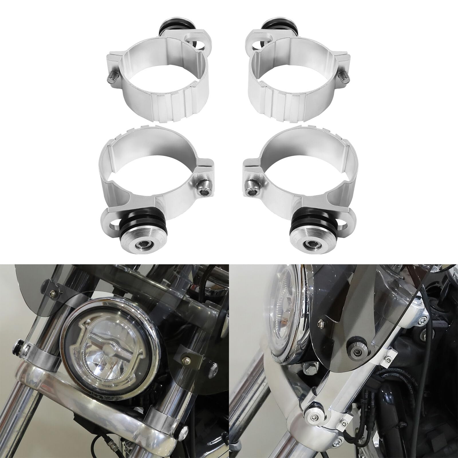 TCMT 49mm Windshield Windscreen Clamps Fit For Harley Softail Street Bob FXBB FXBBS 2018-2023 Softail Standard FXST 2022-2023 Low Rider FXDL 2014-2017 FXLR 2018-2020