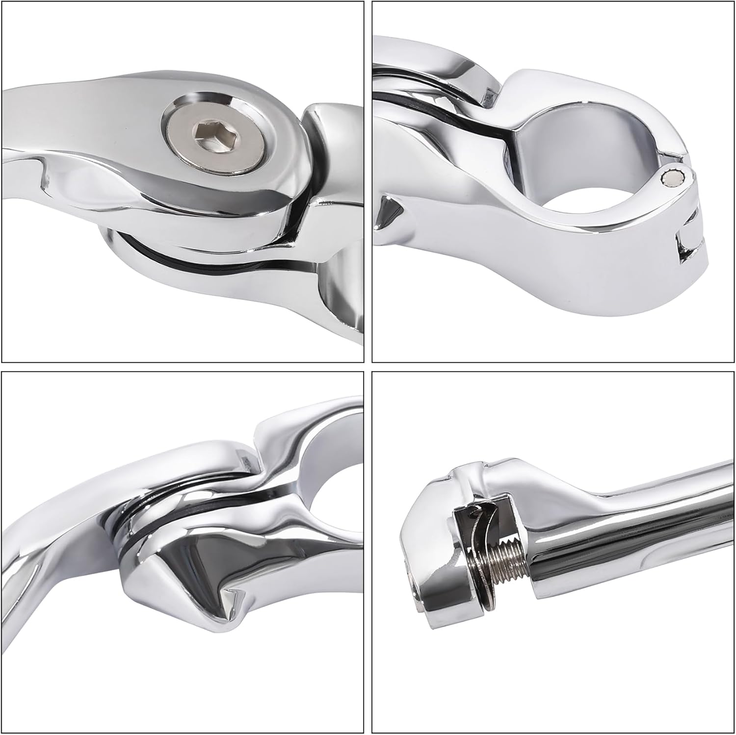 TCMT 32mm 1.25" Chrome Long Angled Highway Engine Guard Foot Peg Fits For Harley Touring Road King Street Glide Road Glide Electra Glide Softail Sportster XL 883 1200 Dyna with 1.25" Engine Guards