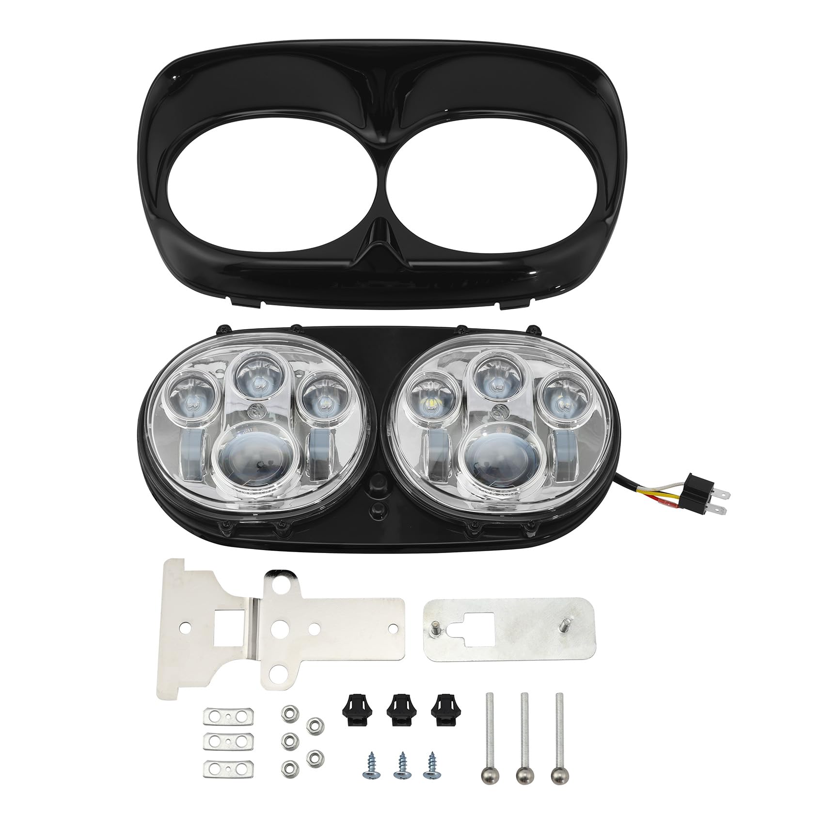 TCMT 5.75" Dual LED Headlight Lamp Projector Fit For Harley Road Glide FLTR Models 1998-2013 Road Glide CVO 2009-2013 Custom FLTRX 2010-2013 Ultra FLTRU 2011-2013 EFI FLTRI 1998-2006