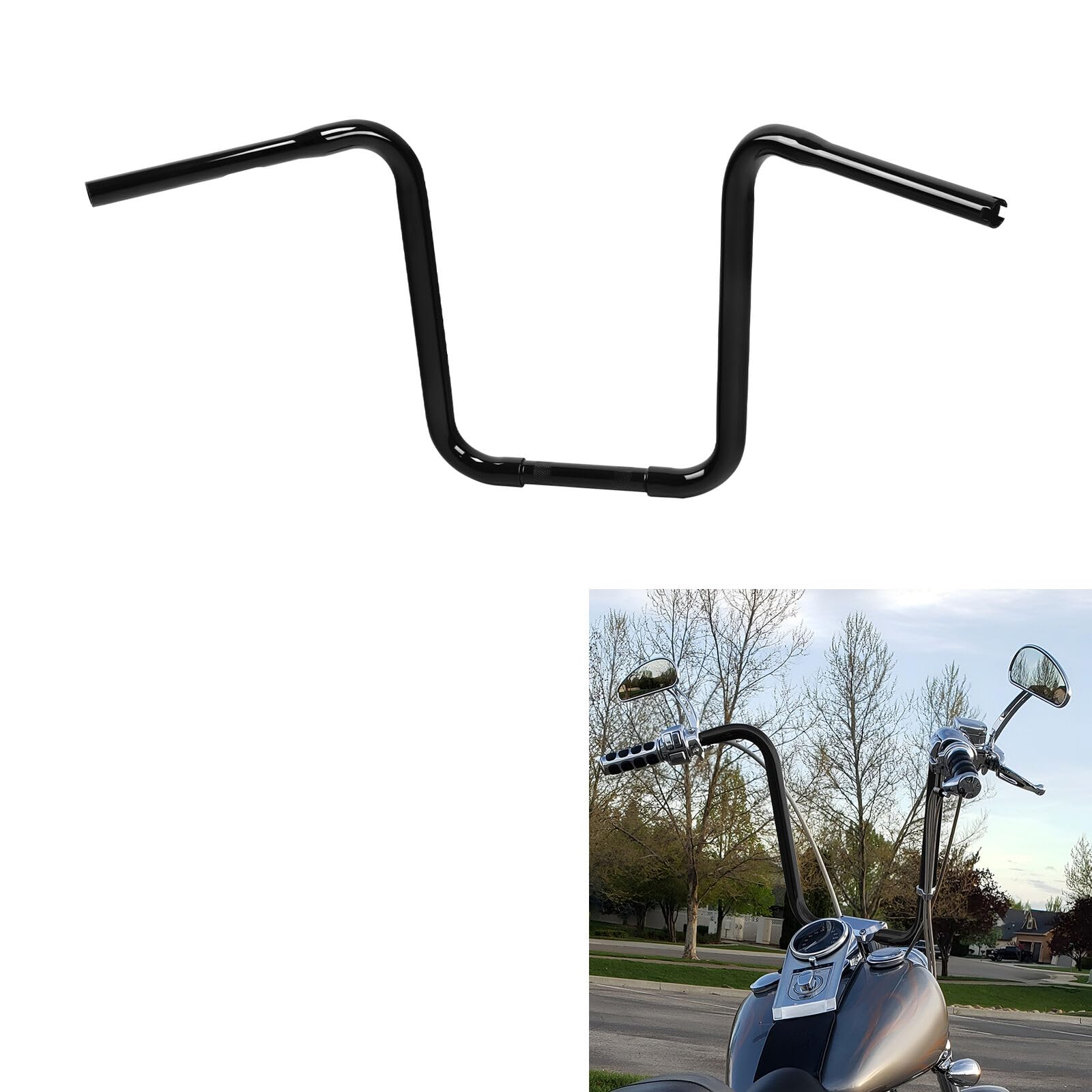 TCMT 19" Rise 1-1/4" Ape Bar Handlebars Fit For Harley Big Twin Sportster XL 1200 883 Softail Dyna Road King