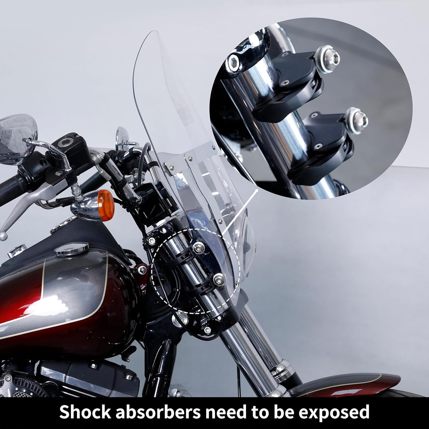 TCMT 2 Pairs 49mm Detachable Windshield Clamps Fits For Harley 2002-2010 VRSCA VRSCAW, 2004-2005 VRSCB, 2007 VRSCX, 2016-later XL1200X and 2006-later Dyna models (Black)