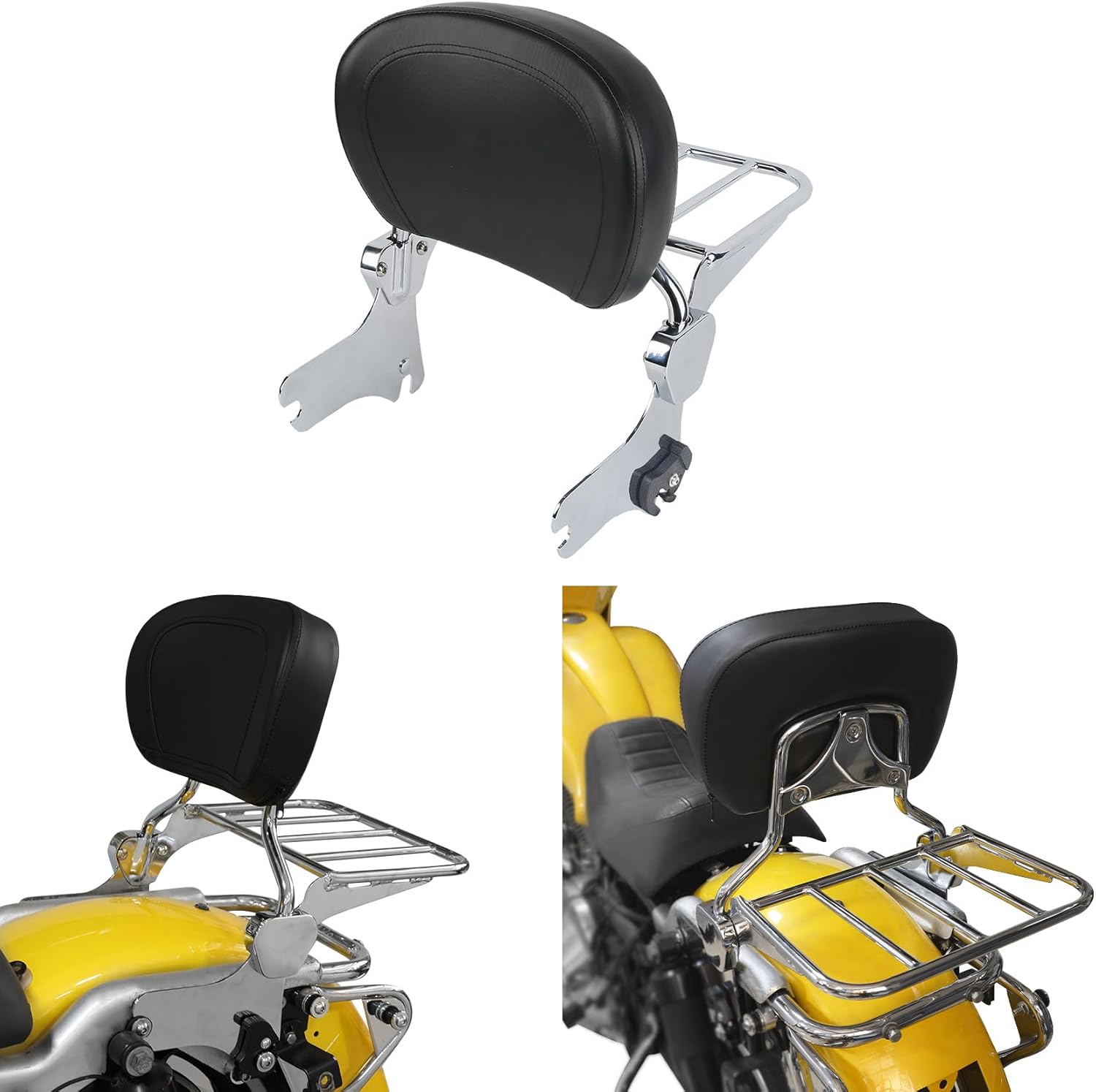 TCMT Backrest Sissy Bar Luggage Rack Fits For Harley Touring Road Glide Road King FLHT FLHX FLTR 1997-2008 Street Glide FLHX 2006-2008 Electra Glide Standard FLHT 1997-2008