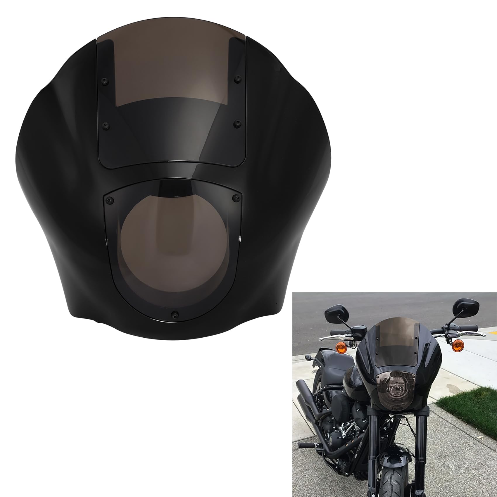 TCMT ABS Windshield Quarter Fairing Kit Fits For Sportster XL 88-16 Dyna 95-05 FXR 86-94 (Smoke)