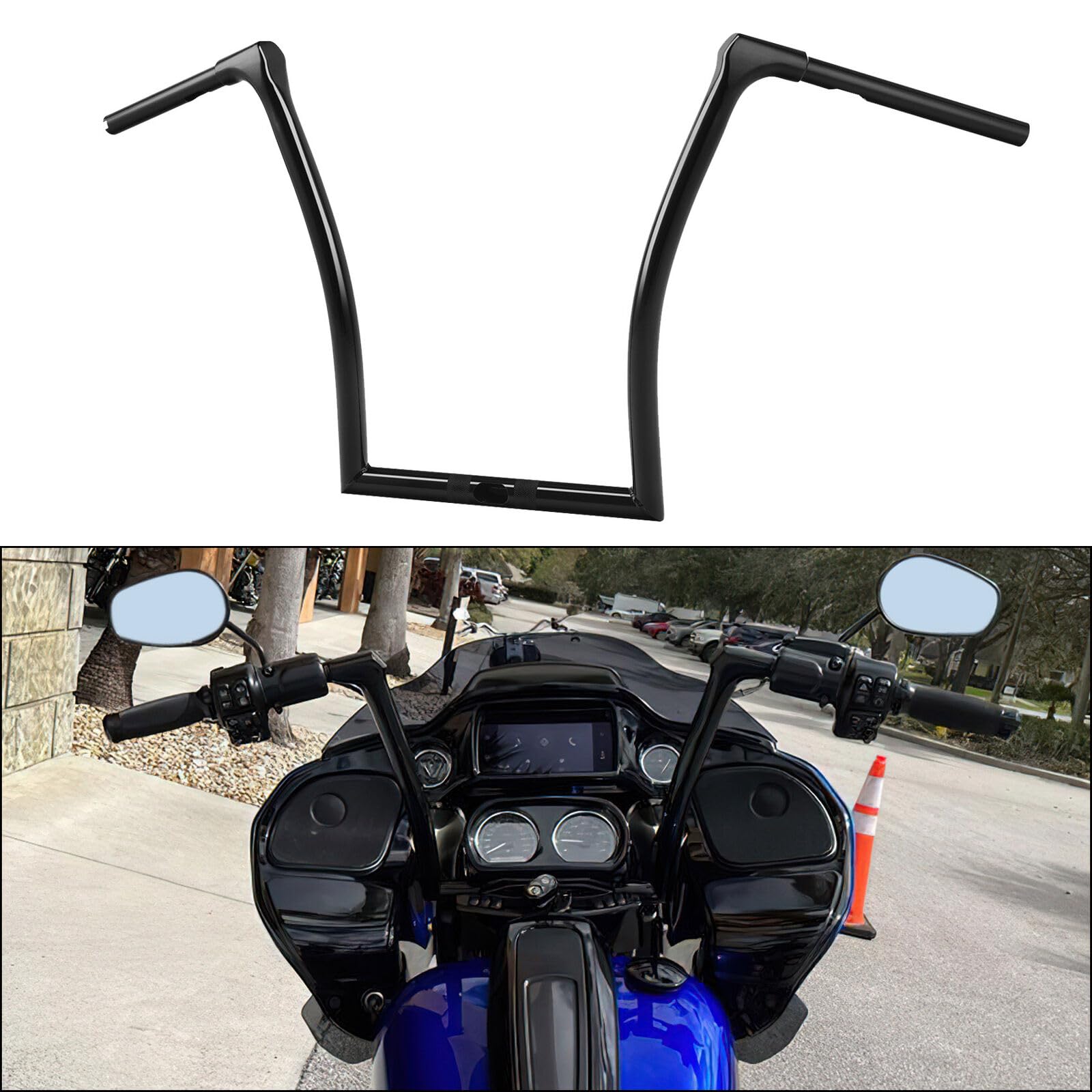 TCMT 14.5'' Rise 1-1/4" Ape Hanger Bar Handlebar Fit For Harley Road Glide Special 2015-2023 Road Glide ST 2022-2023 Ultra 2016-2019 Limited 2020-2023 CVO Road Glide Ultra 2015-2016 Chrome