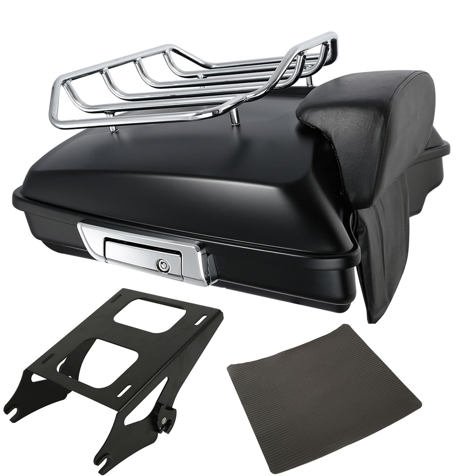 TCMT 5.5" Razor Motorcycle Trunk Backrest Pad Two Up Mounting Rack Fit For Harley 2014-2025 Touring CVO Road King Road Glide Street Glide Electra Glide Pack
