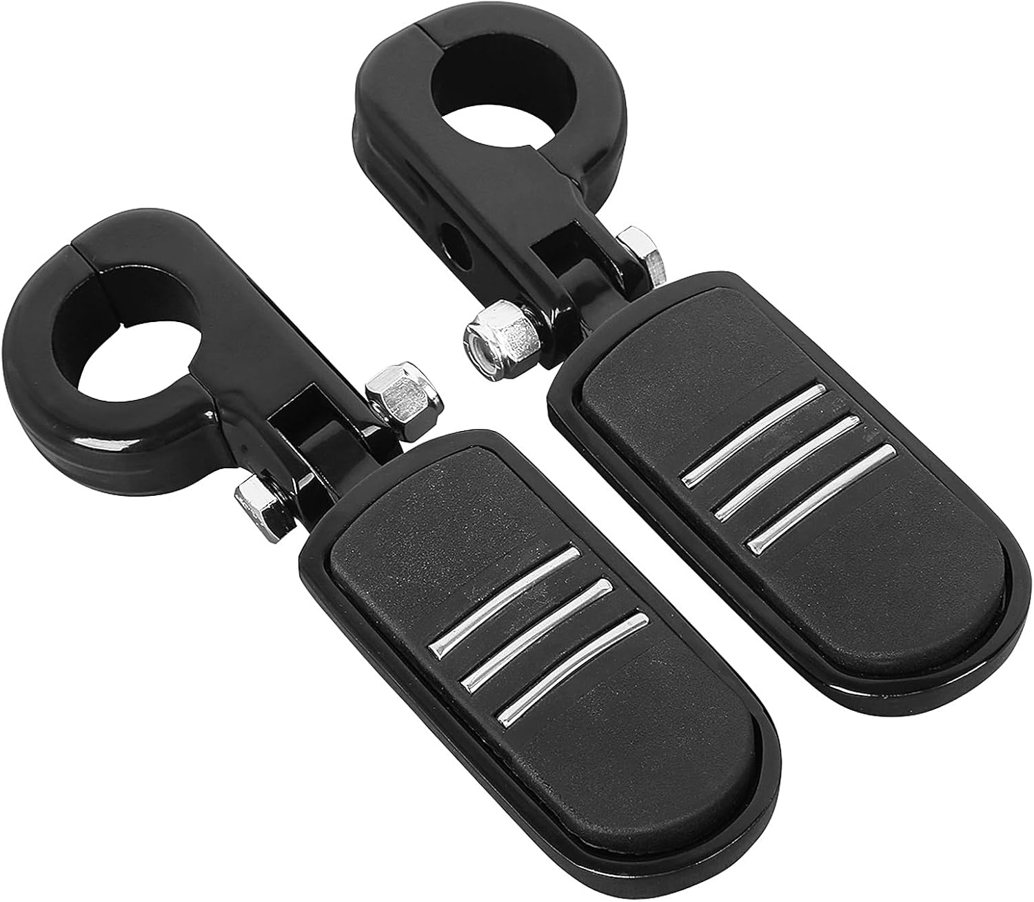 TCMT 1 1/4" Highway Engine Guard Streamliner Foot Pegs Clamp Fits For Harley Yamaha Kawasaki Suzuki Honda Black