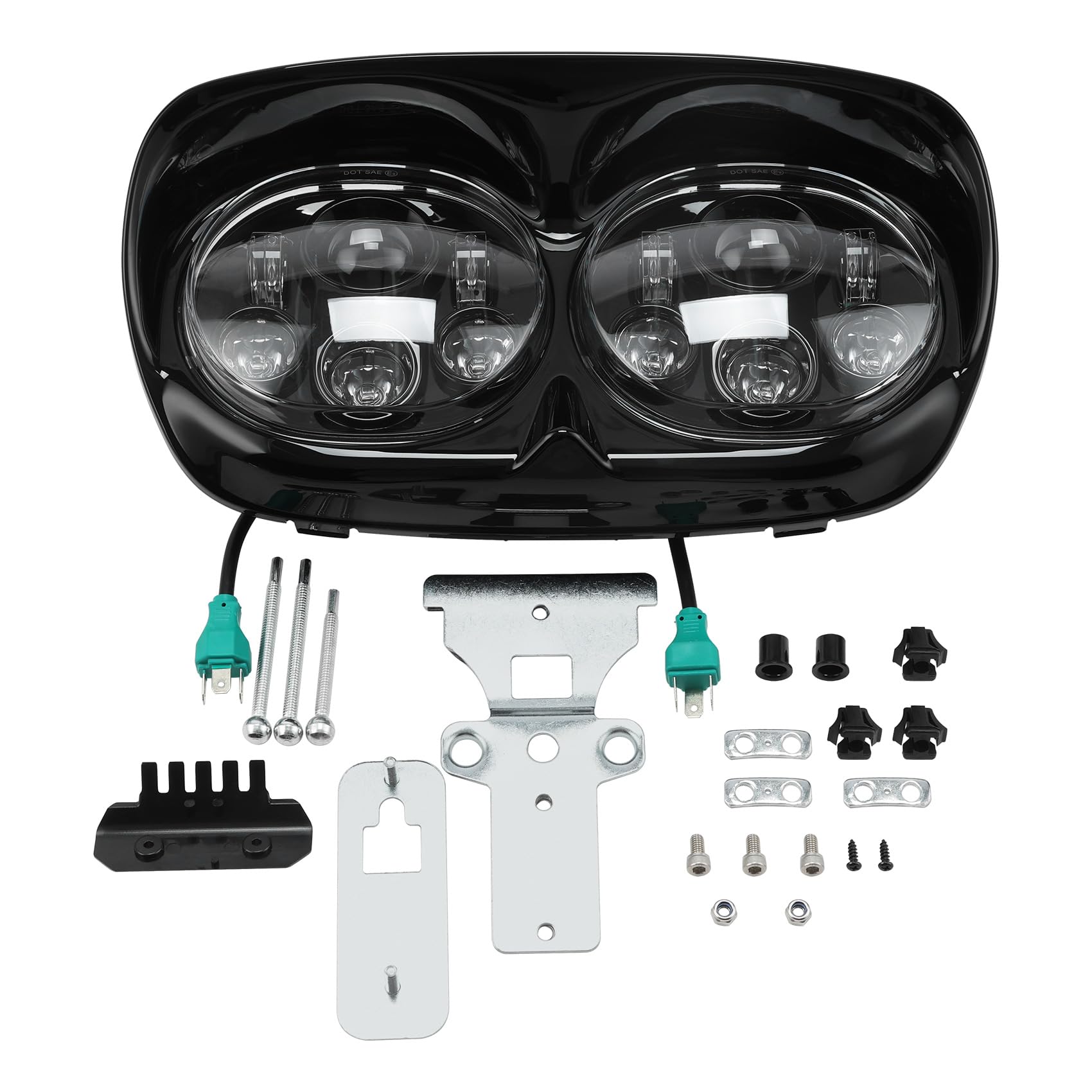 TCMT 5.75" Dual LED Headlight Lamp Projector Fit For Harley Road Glide FLTR Models 1998-2013 Road Glide CVO 2009-2013 Custom FLTRX 2010-2013 Ultra FLTRU 2011-2013 EFI FLTRI 1998-2006
