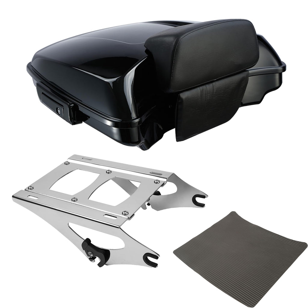 TCMT 5.5" Razor Motorcycle Trunk Box Backrest Two Up Mount Rack Base Plate Fit For Harley Touring 2014-2025 CVO Road King Road Glide Street Glide Electra Glide Pack