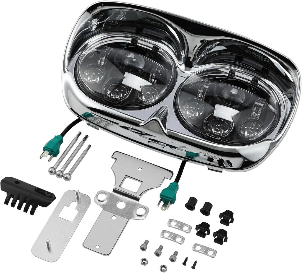 TCMT 5.75" Dual LED Headlight Lamp Projector Fit For Harley Road Glide FLTR Models 1998-2013 Road Glide CVO 2009-2013 Custom FLTRX 2010-2013 Ultra FLTRU 2011-2013 EFI FLTRI 1998-2006