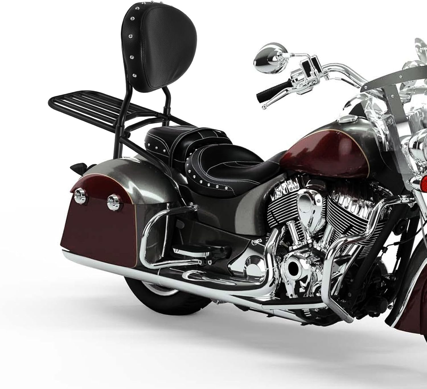 TCMT Backrest Sissy Bar Luggage Rack Fit for Indian Chieftain Limited 2017-2024 Springfield Dark Horse Challenger Limited 21-24 Roadmaster 17-24 Indian Vintage 20-21