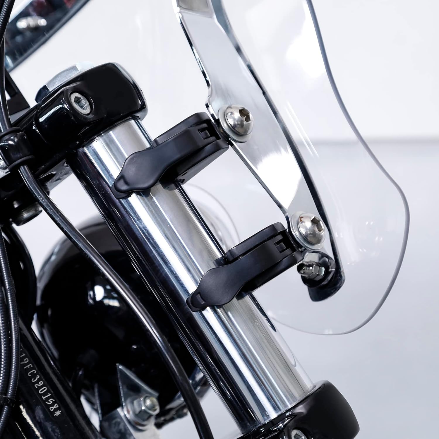 TCMT 2 Pairs 39mm Front Fork Windshield Clamps Fit For Harley Dyna Super Glide Low Rider Sportster XL 1200 883 (Chrome 39mm)