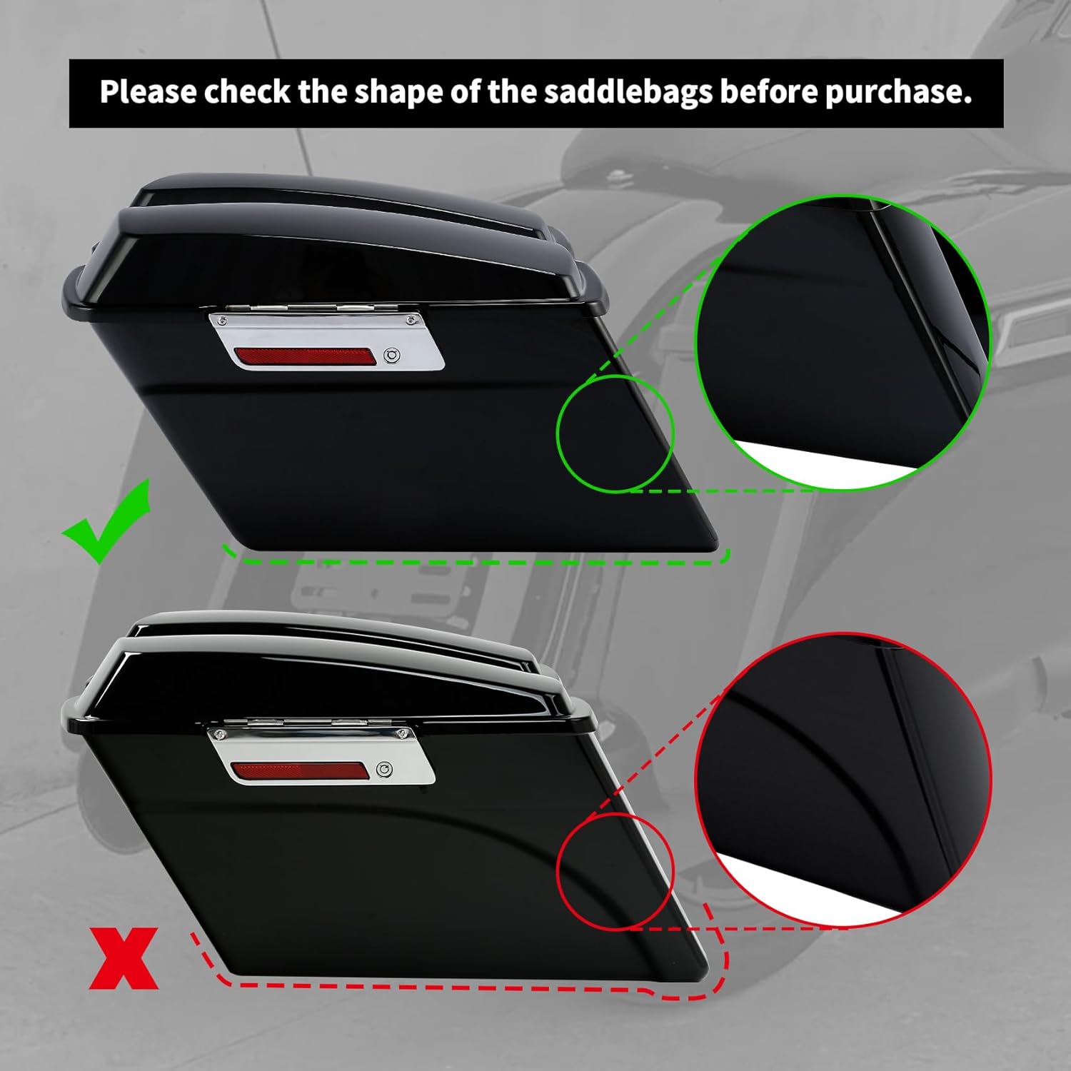 TCMT ABS 4" Hard SaddleBag Extensions Fits For Harley Touring Models CVO Road Glide Road King Street Glide Electra Glide Ultra Classic 1994-2013