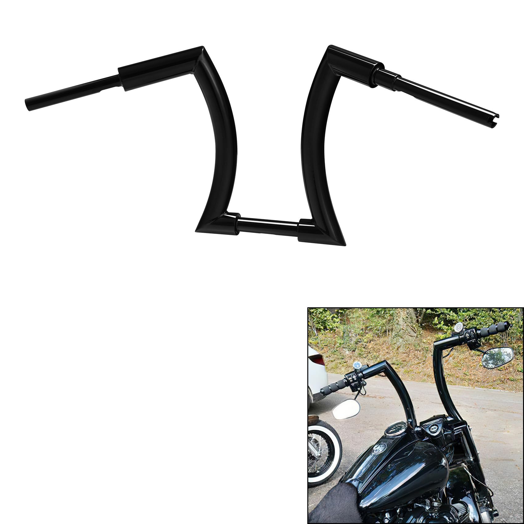 TCMT 16" Rise 2" Ape Hanger Handlebar Fit For Harley Road King Electra Road Glide Sportster XL 883 1200 Softail Slim Heritage Fat Boy Deluxe Deuce Dyna Super Wide Glide Low Rider Fat Bob
