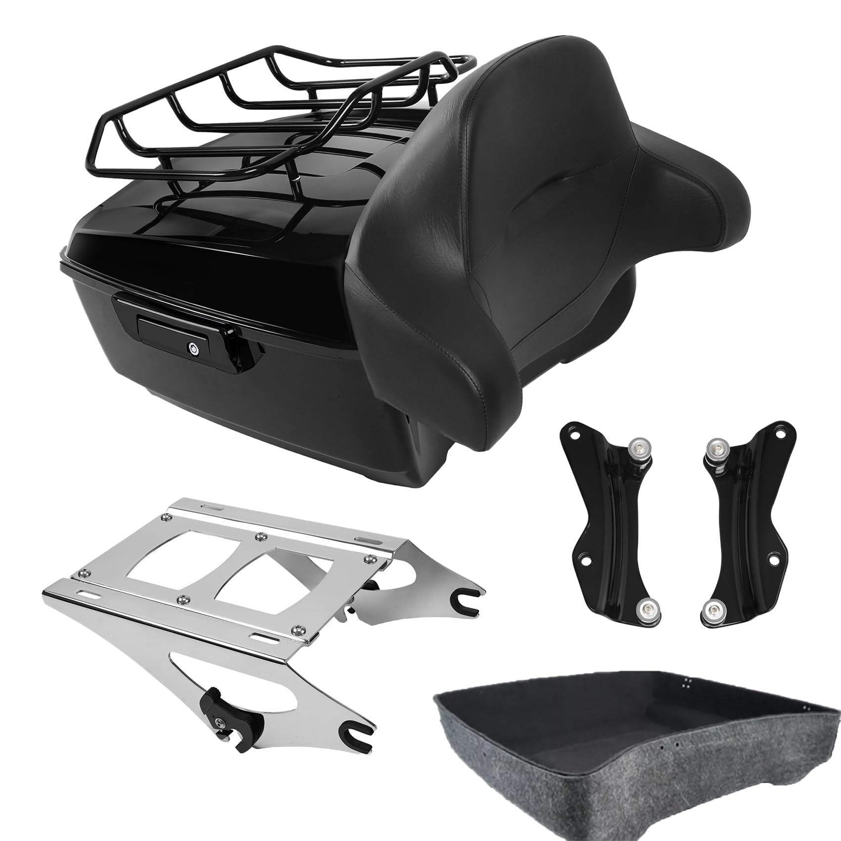 TCMT 13.7" King Motorcycle Trunk Backrest Pad Luggage Rack 2 Up Mounting Rack Base Plate Docking Fit For Harley 2014-2025 Touring CVO Road King Road Glide Street Glide Electra Glide Pack