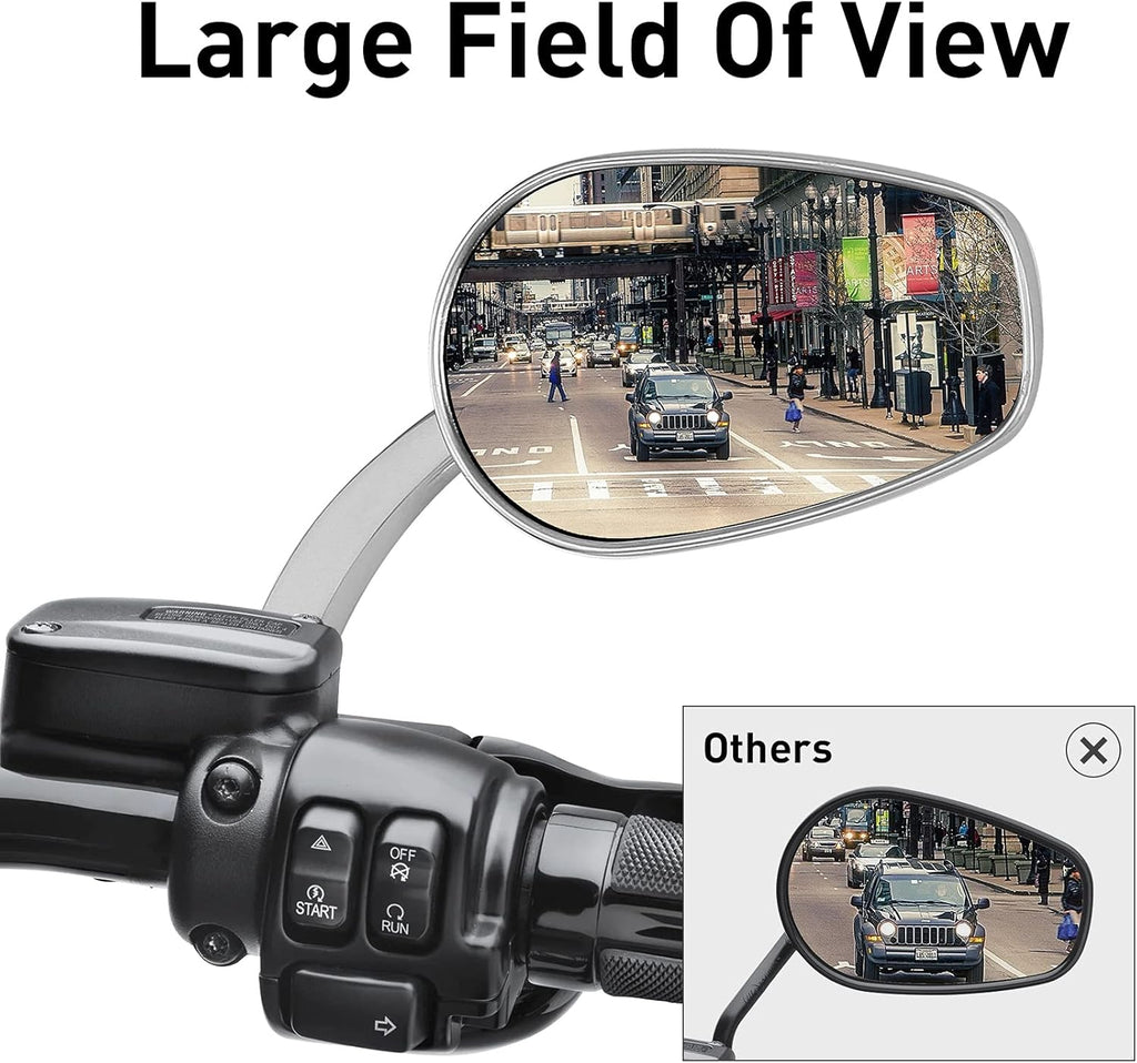 TCMT 8mm Large Rearview Side Mirrors Fit For Harley Dyna Switchback Street Bob Fat Bob Low Rider Wide Glide Softail Slim Fat Boy Sportster 1200 48 72 XG500 XG750 Touring Road King Road Street Glide