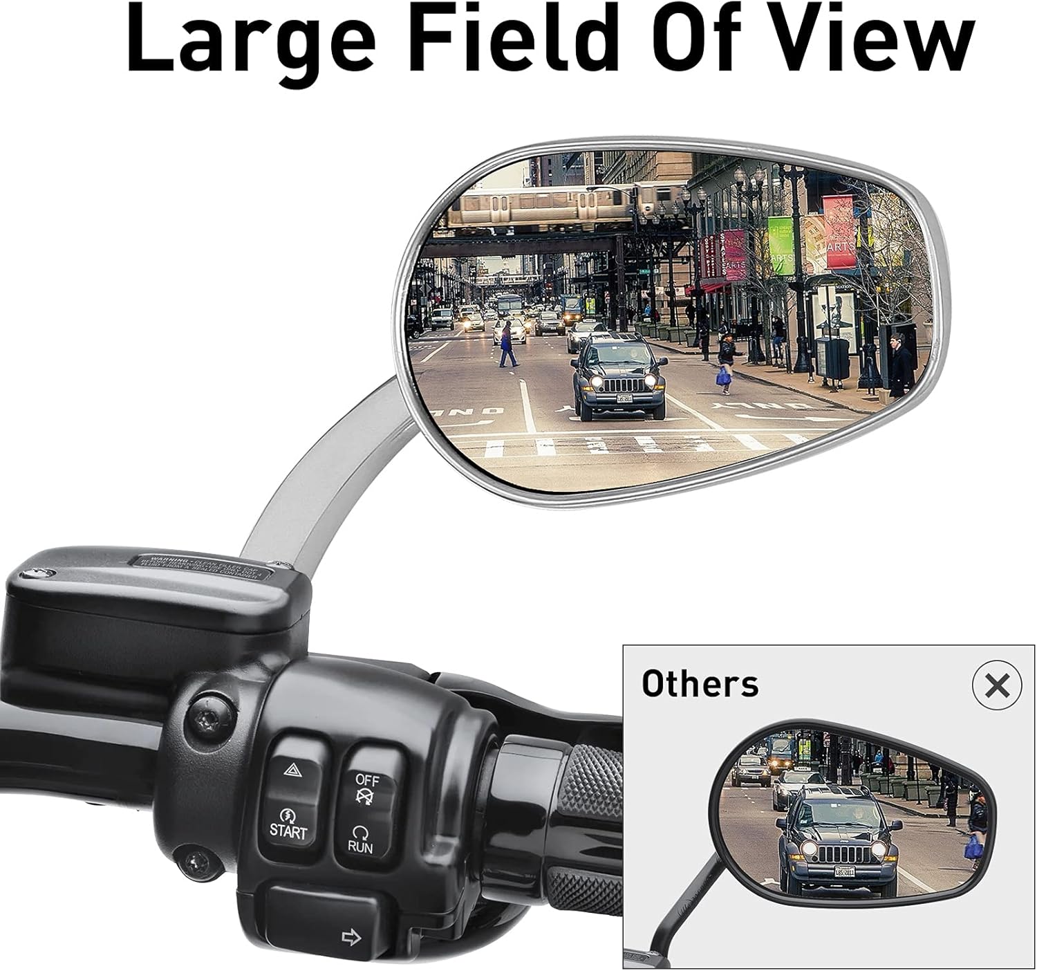 TCMT 8mm Large Rearview Side Mirrors Fit For Harley Dyna Switchback Street Bob Fat Bob Low Rider Wide Glide Softail Slim Fat Boy Sportster 1200 48 72 XG500 XG750 Touring Road King Road Street Glide