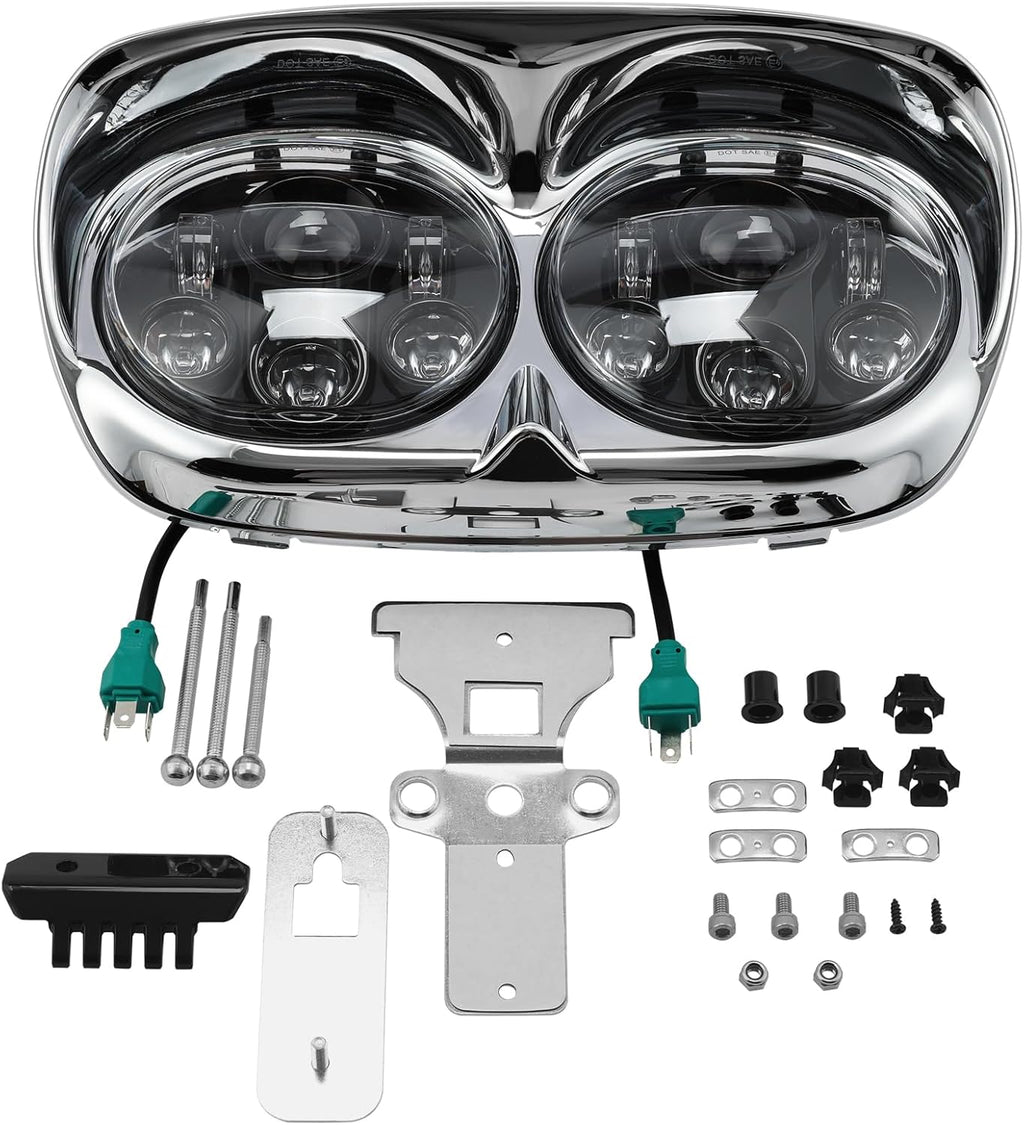 TCMT 5.75" Dual LED Headlight Lamp Projector Fit For Harley Road Glide FLTR Models 1998-2013 Road Glide CVO 2009-2013 Custom FLTRX 2010-2013 Ultra FLTRU 2011-2013 EFI FLTRI 1998-2006