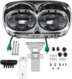 TCMT 5.75" Dual LED Headlight Lamp Projector Fit For Harley Road Glide FLTR Models 1998-2013 Road Glide CVO 2009-2013 Custom FLTRX 2010-2013 Ultra FLTRU 2011-2013 EFI FLTRI 1998-2006