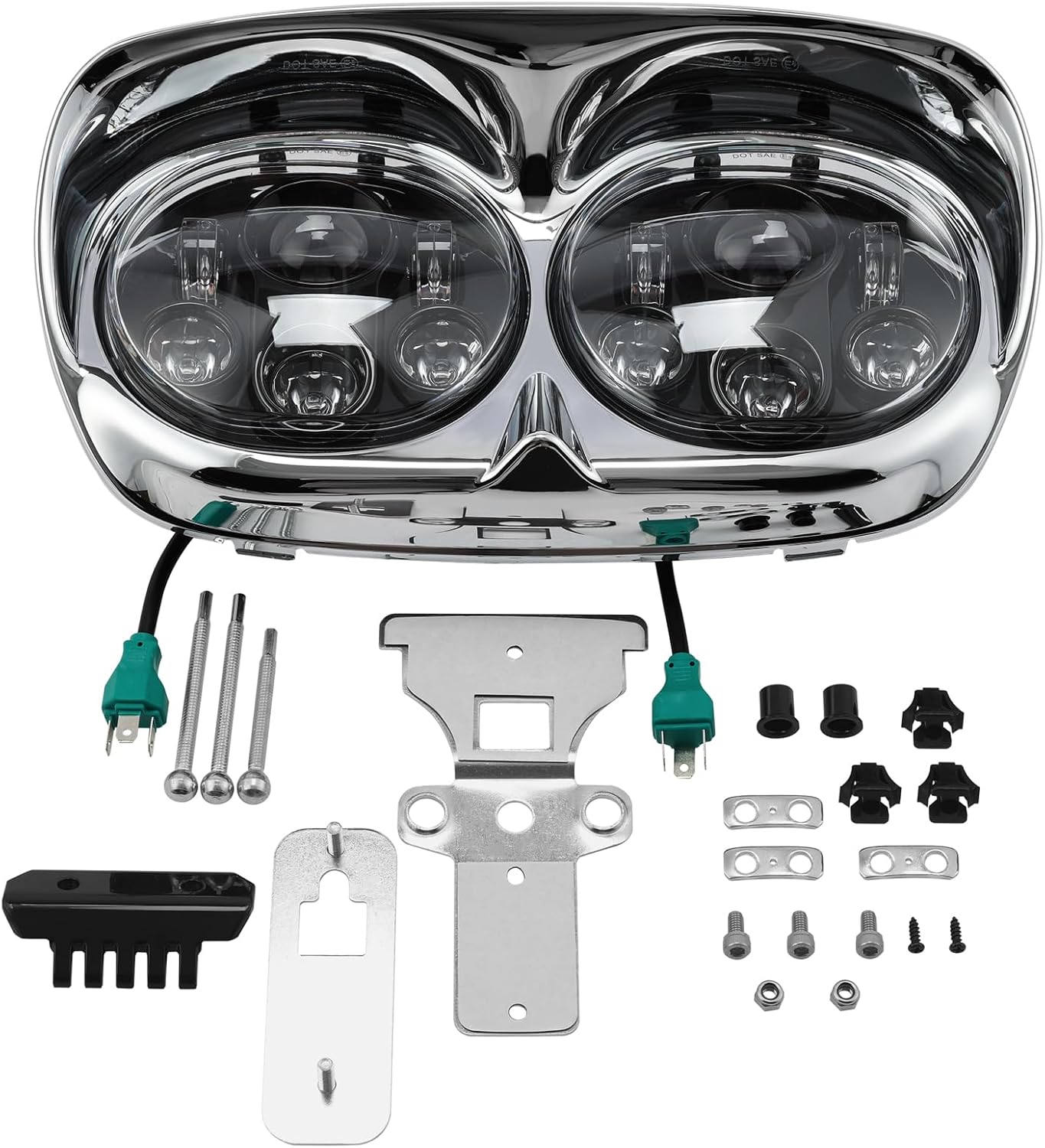 TCMT 5.75" Dual LED Headlight Lamp Projector Fit For Harley Road Glide FLTR Models 1998-2013 Road Glide CVO 2009-2013 Custom FLTRX 2010-2013 Ultra FLTRU 2011-2013 EFI FLTRI 1998-2006