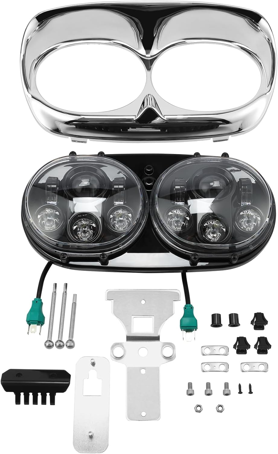 TCMT 5.75" Dual LED Headlight Lamp Projector Fit For Harley Road Glide FLTR Models 1998-2013 Road Glide CVO 2009-2013 Custom FLTRX 2010-2013 Ultra FLTRU 2011-2013 EFI FLTRI 1998-2006
