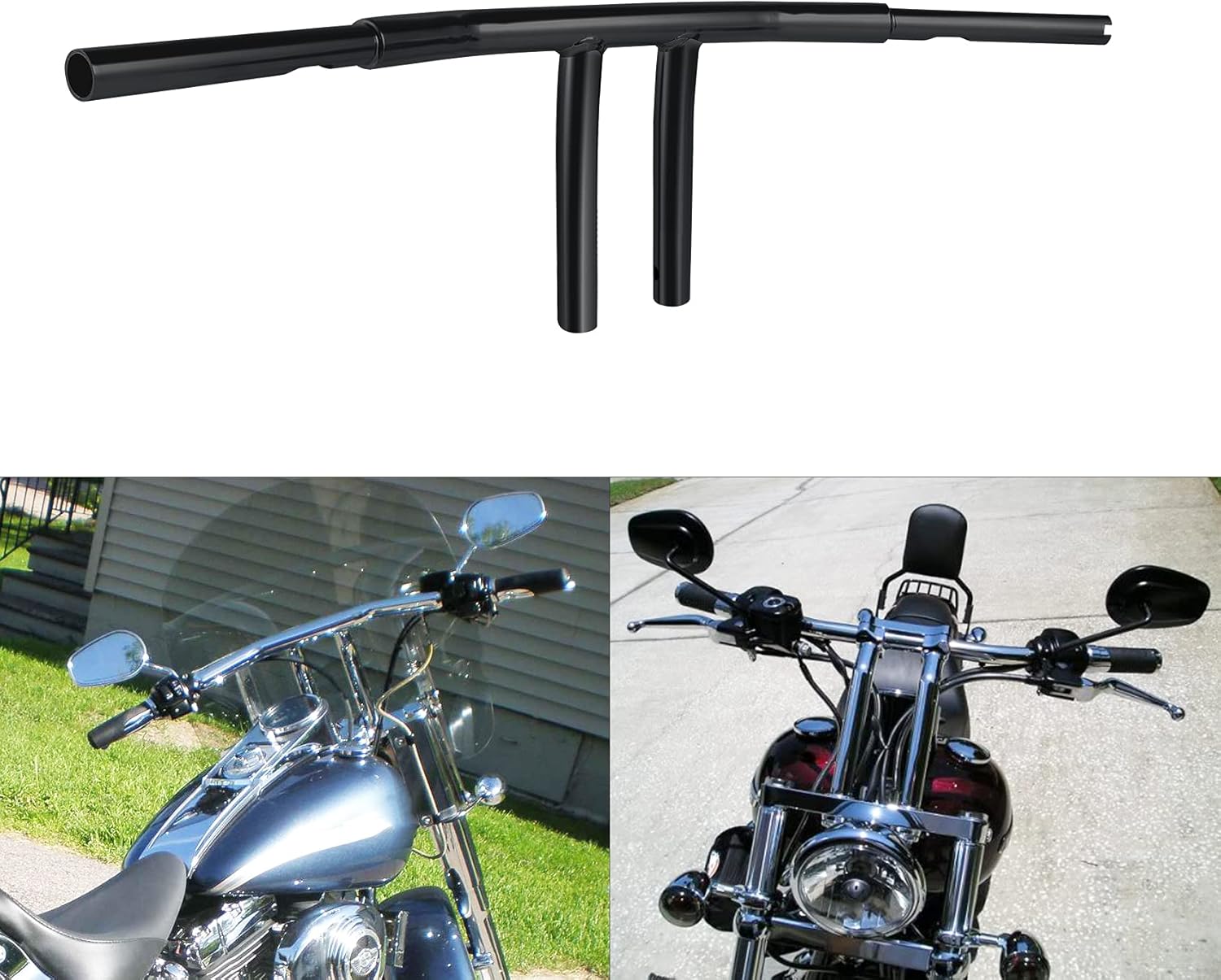 TCMT 10" Rise T-Bars Handlebar Drag Fits For Harley Softail Slim Heritage Fat Boy Deluxe Deuce Sportster XL 883 1200 Dyna Super Glide Wide Glide Low Rider Fat Bob Custom Application