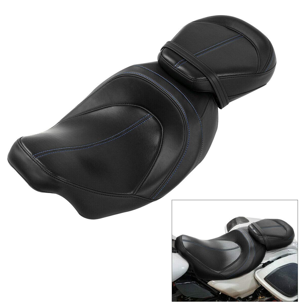 2-Up Rider and Passenger Seat Low Profile Seat Fit For Harley 2009-2023 Touring Street Glide Road King Road Glide