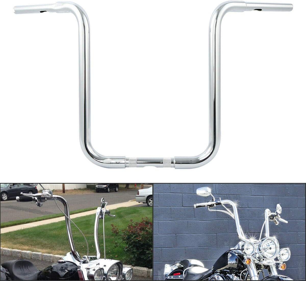 TCMT 18" Rise 1-1/4" Ape HangerBar Handlebar Fits For Harley Sportster XL 883 1200 Softail Slim Heritage Fat Boy Deluxe Deuce Dyna Super Glide Wide Glide Low Rider Fat Bob Custom Application