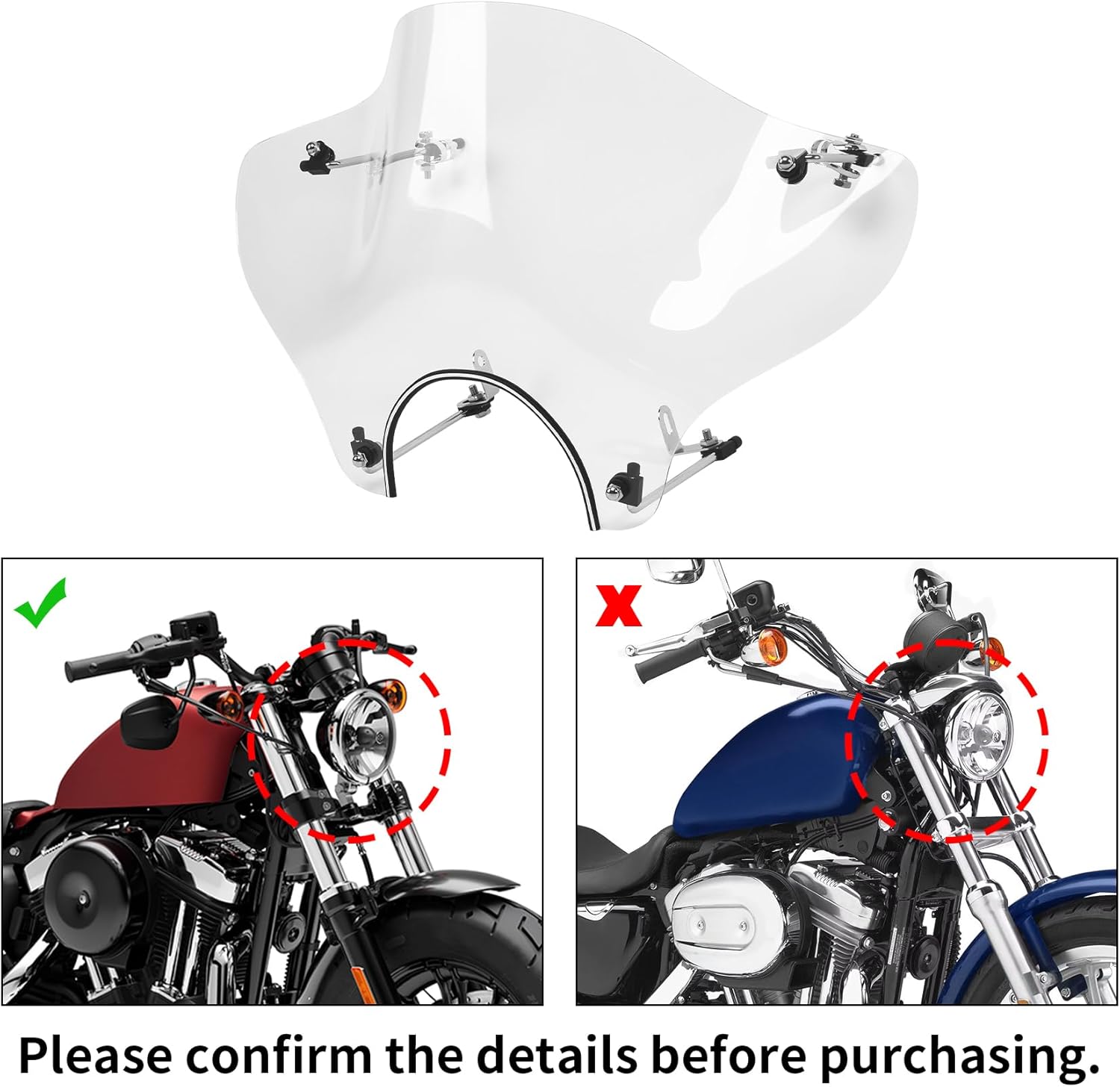 TCMT 7/8"Clear Cruiser Windscreen Windshields Fits For Honda Goldwing Shadow VTX 1800 1300