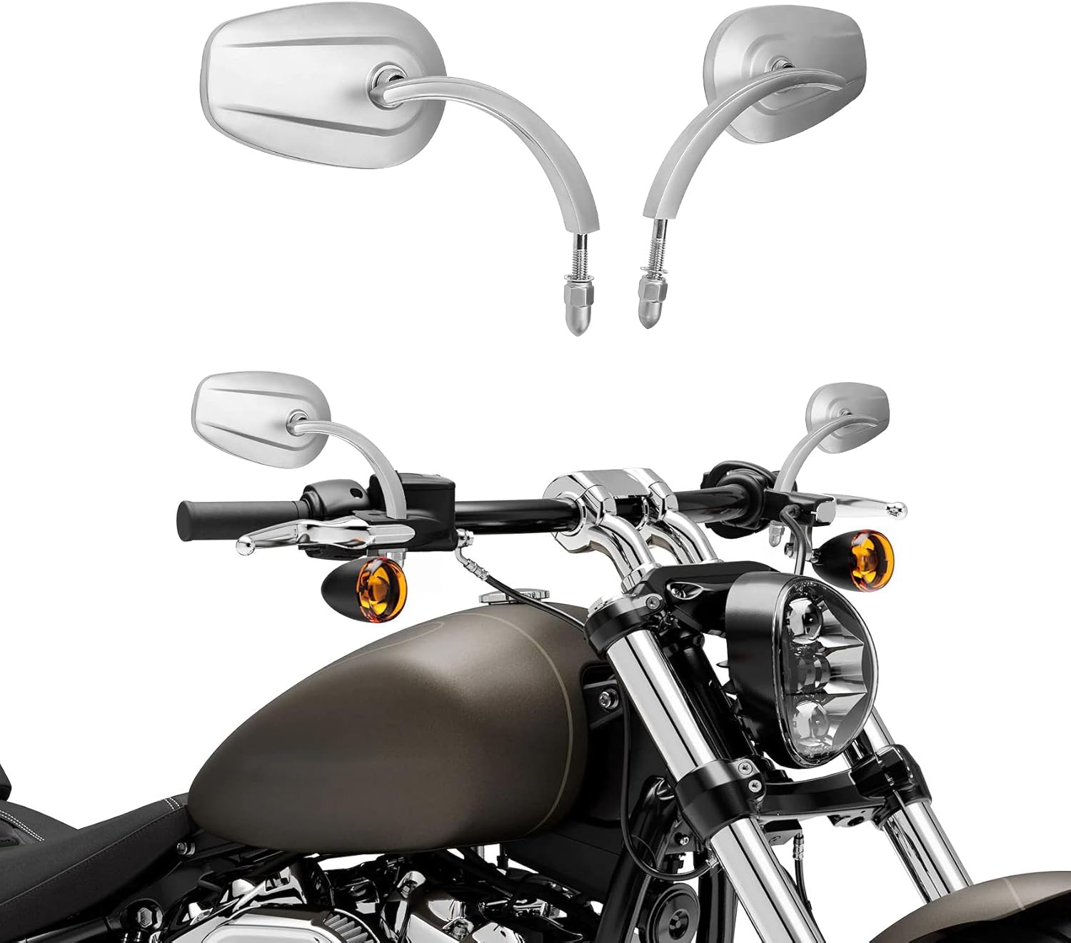 TCMT 8mm Large Rearview Side Mirrors Fit For Harley Dyna Switchback Street Bob Fat Bob Low Rider Wide Glide Softail Slim Fat Boy Sportster 1200 48 72 XG500 XG750 Touring Road King Road Street Glide