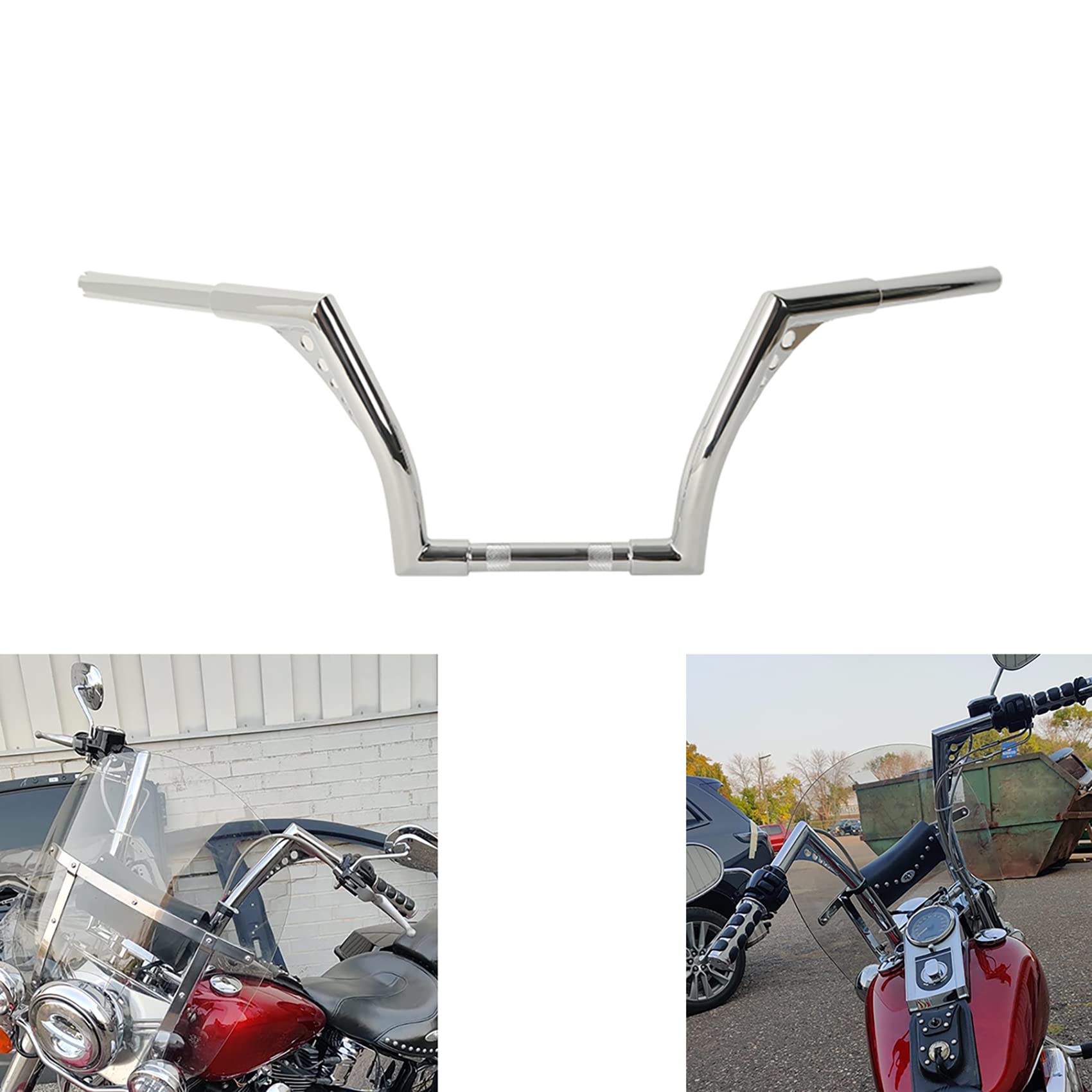 TCMT 16" Fat 1 1/4" Hanger Bar Handlebar Fits for Harley Road King Softail Slim Heritage Fat Boy Deluxe Deuce FLST FXST Sportster XL 883 1200 Dyna Super Glide Wide Glide Low Rider Fat Bob