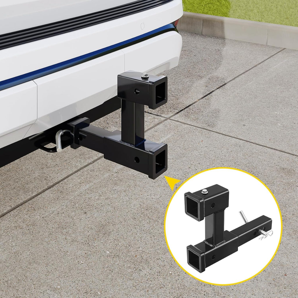 TCMT Double Hitch Receiver 2 Inch Trailer Dual Hitch Extension Riser Hitch Adapter 4000LB Universal