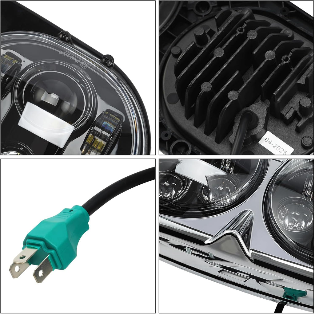 TCMT 5.75" Dual LED Headlight Lamp Projector Fit For Harley Road Glide FLTR Models 1998-2013 Road Glide CVO 2009-2013 Custom FLTRX 2010-2013 Ultra FLTRU 2011-2013 EFI FLTRI 1998-2006