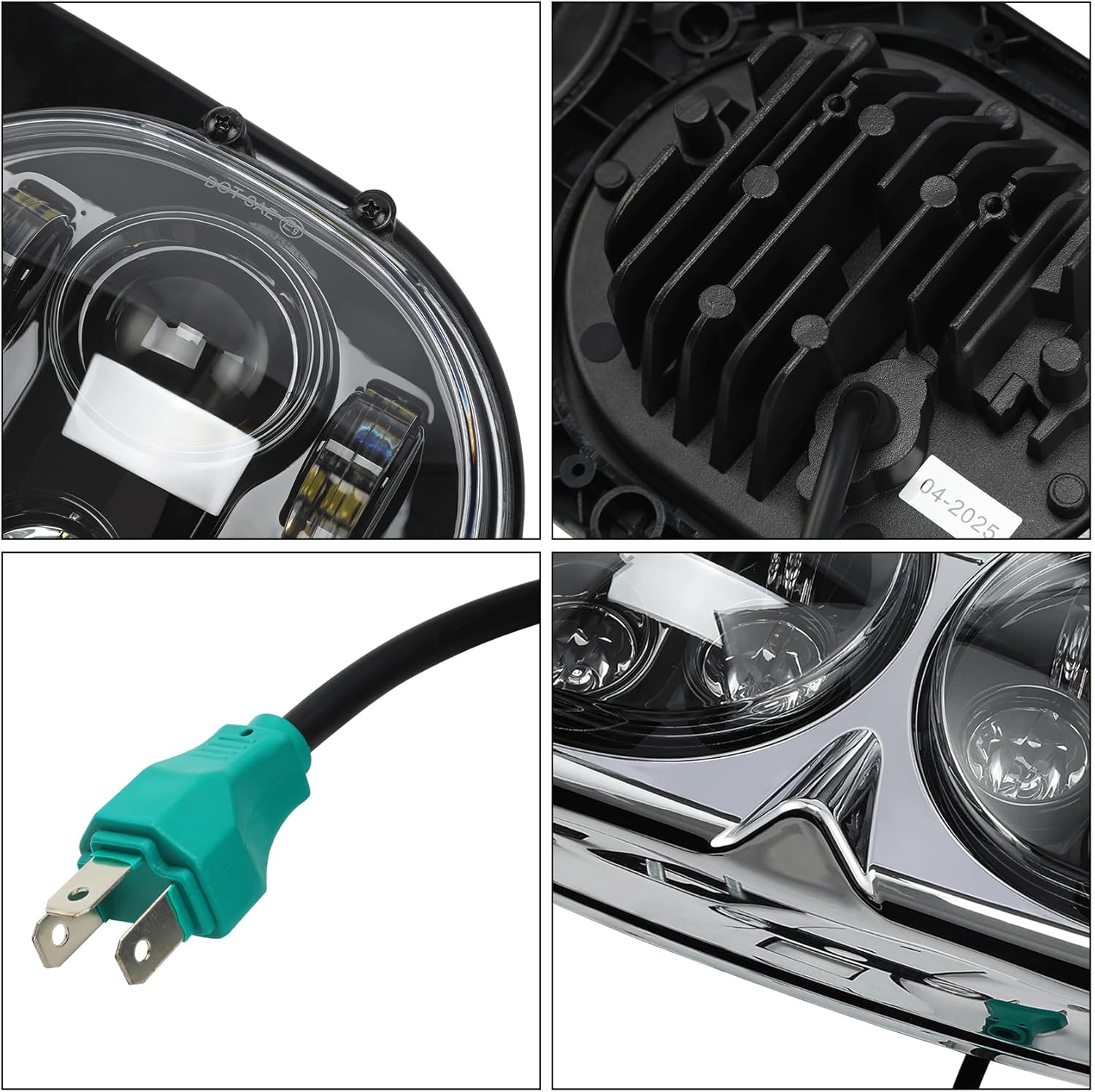 TCMT 5.75" Dual LED Headlight Lamp Projector Fit For Harley Road Glide FLTR Models 1998-2013 Road Glide CVO 2009-2013 Custom FLTRX 2010-2013 Ultra FLTRU 2011-2013 EFI FLTRI 1998-2006