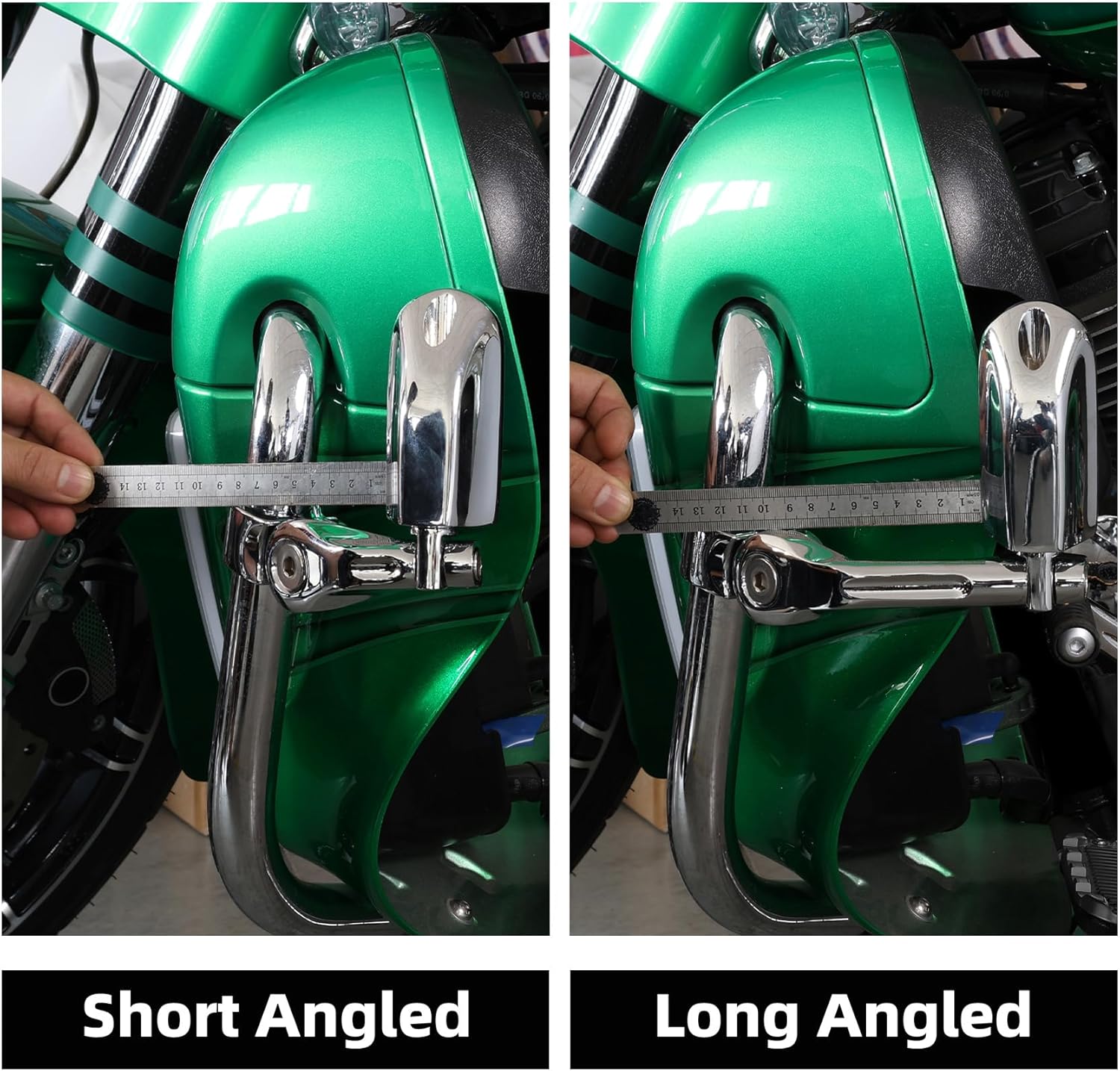 TCMT 32mm 1.25" Chrome Long Angled Highway Engine Guard Foot Peg Fits For Harley Touring Road King Street Glide Road Glide Electra Glide Softail Sportster XL 883 1200 Dyna with 1.25" Engine Guards